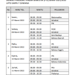Jadwal PTS Genap 2021-2022