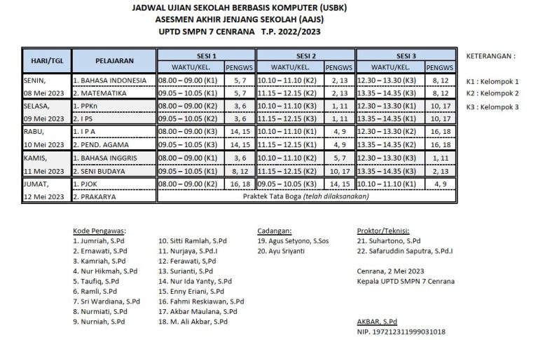 Jadwal AAJS 2023_ SMPN 7 Cenrana